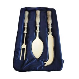 New Set 3 Silea Tassel Handle Silver Plated Butter Spreader Fork Knot Cheese